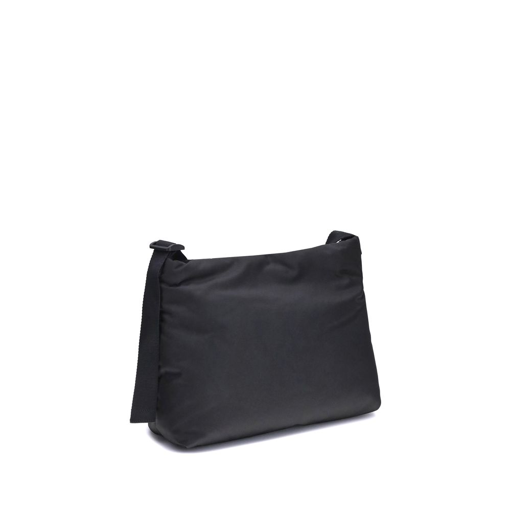 Balenciaga Black Fabric Shoulder Bag with BB logoed magnetic flap, ideal for everyday use and comfortable flat shoulder strap.