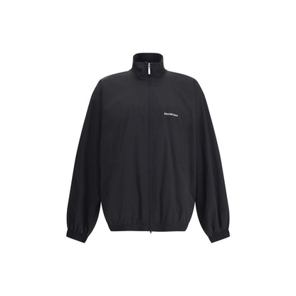 Balenciaga Black Polyester Shell Jacket with high collar and zipper closure