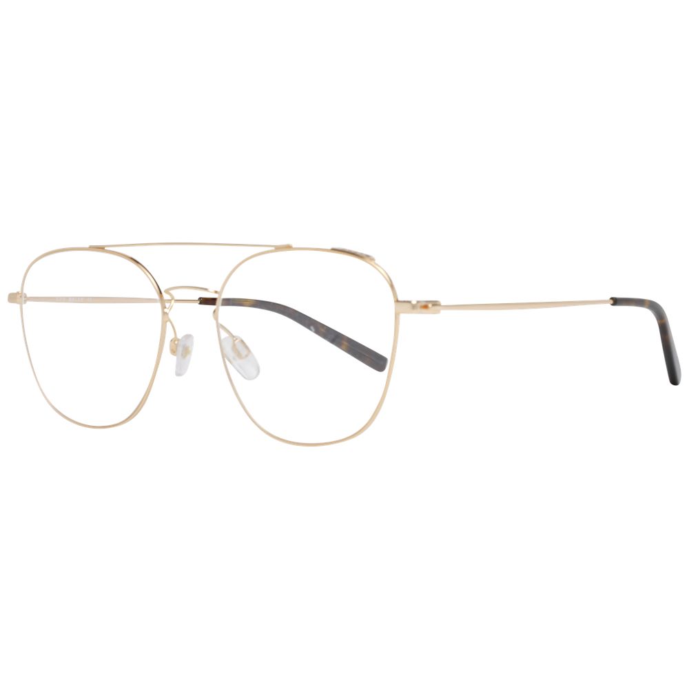 Bally Gold Men Glasses Frame, full-rim round metal & plastic 53-18-145, golden color with branded case, no extra features