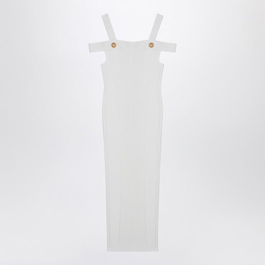 Balmain White knit dress with double straps