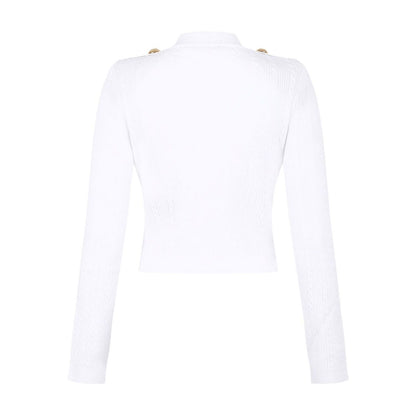Balmain Button-Trim Cable-Knit Cardigan