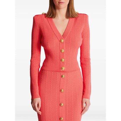 Balmain Long-sleeved twisted knit cardigan