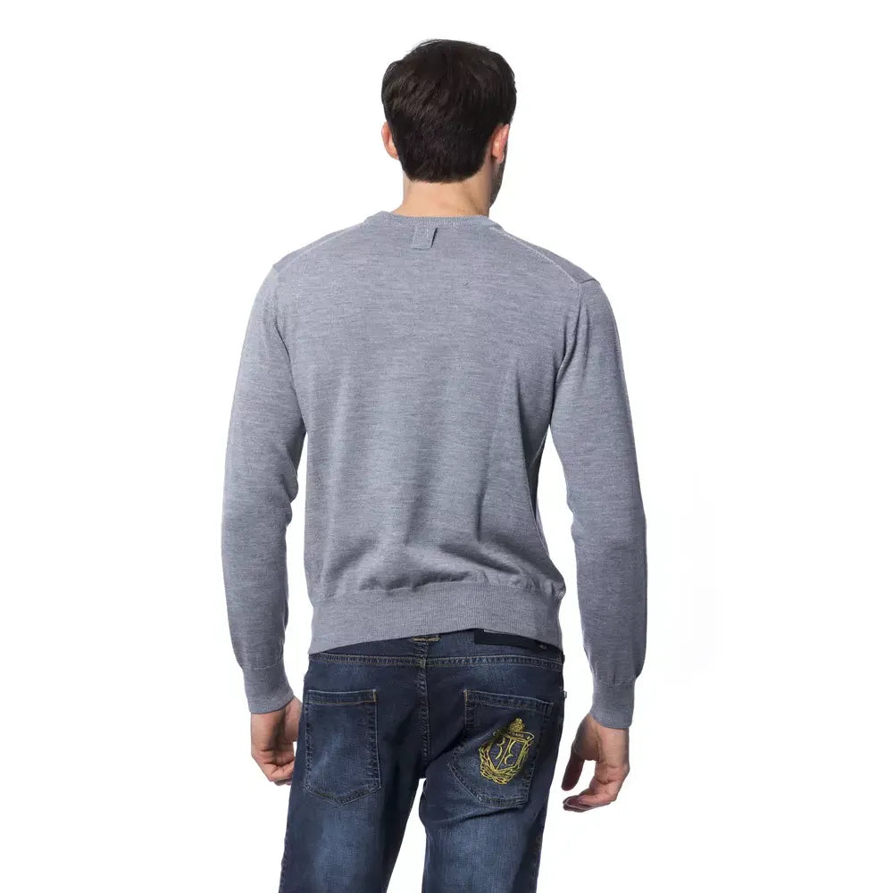 Billionaire Italian Couture Gray Merino Wool Men Sweater
