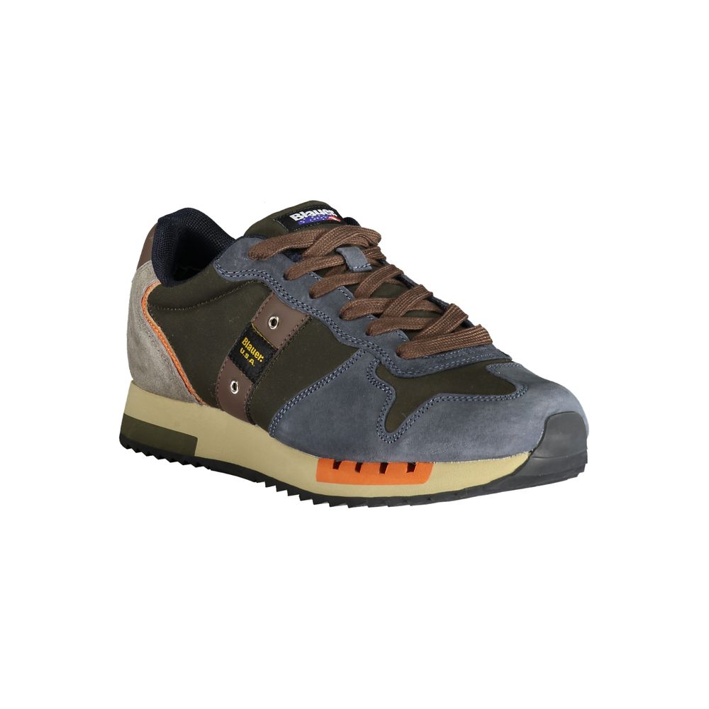 Blauer Blue Polyester Sneaker with contrasting details, print, and logo. Stylish sports shoe with laces and modern design.