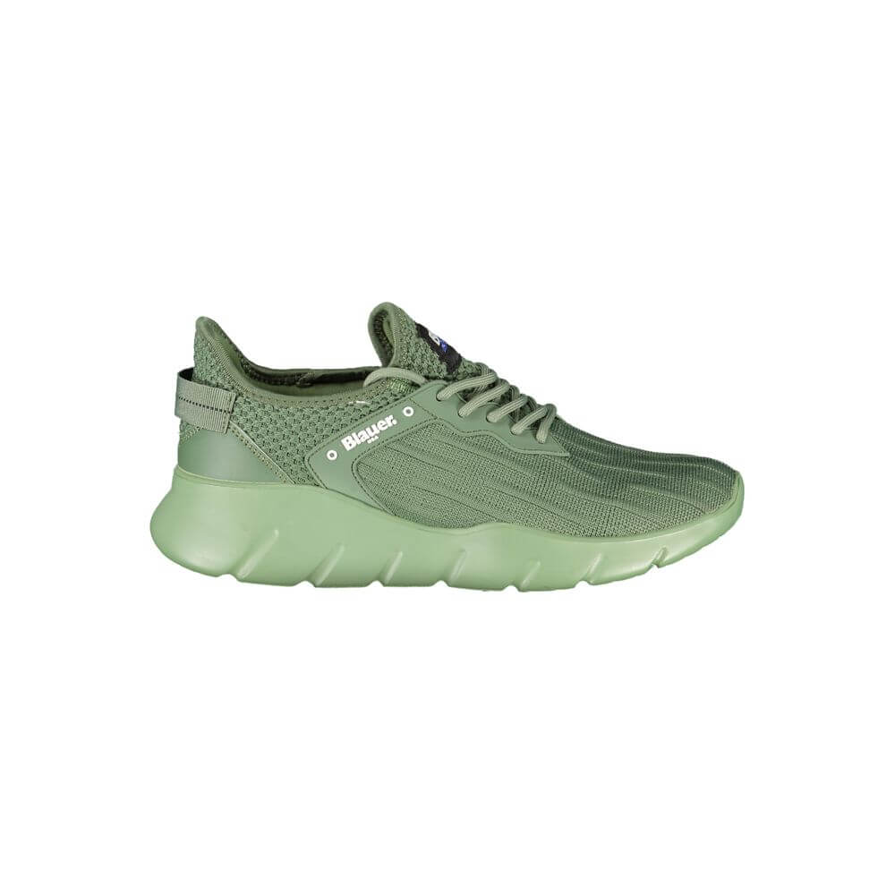 Blauer Green Polyester Men Sneaker with contrasting details and iconic logo, high-performance urban fashion shoe.