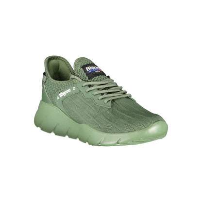 Blauer Green Polyester Men Sneaker with contrasting details and Blauer logo, crafted for urban street style.