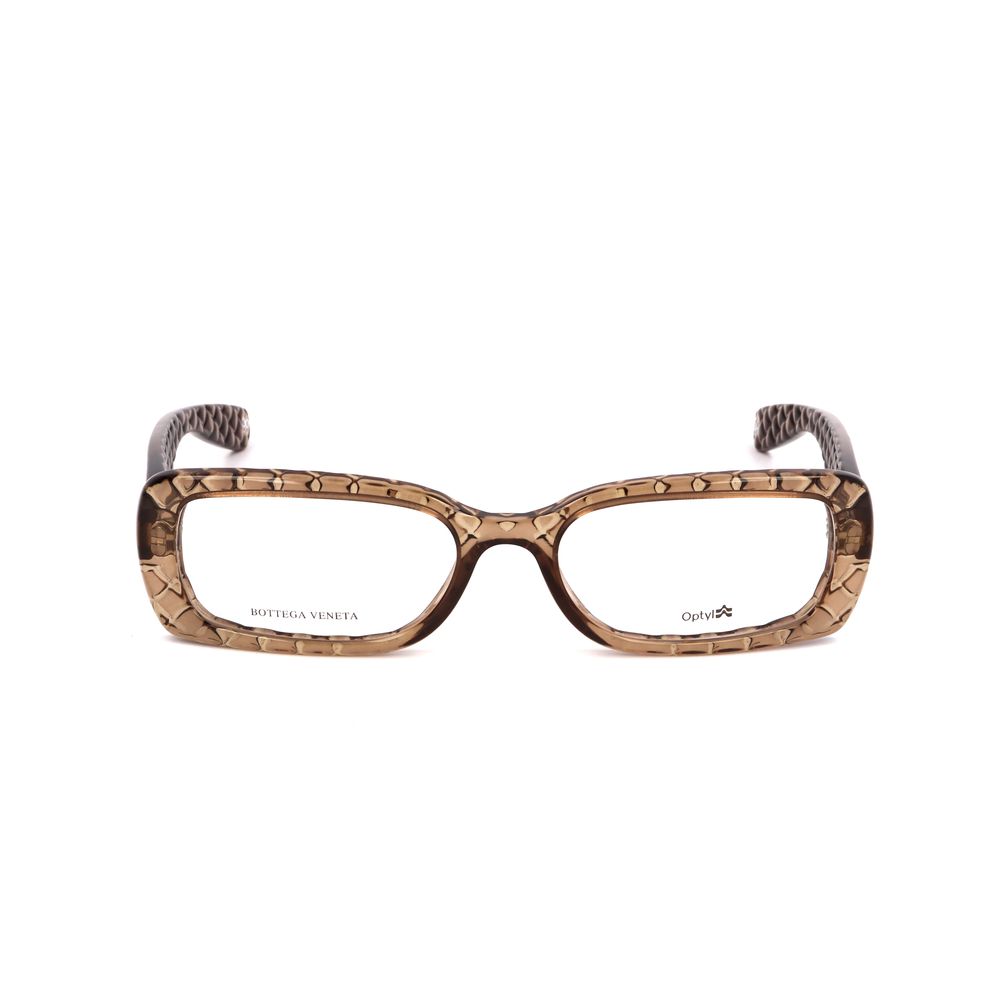 Bottega Veneta Brown Plastic Frames with transparent brown color, size 52/17/135mm, for women. Stylish eyewear featuring BV210439 model design.