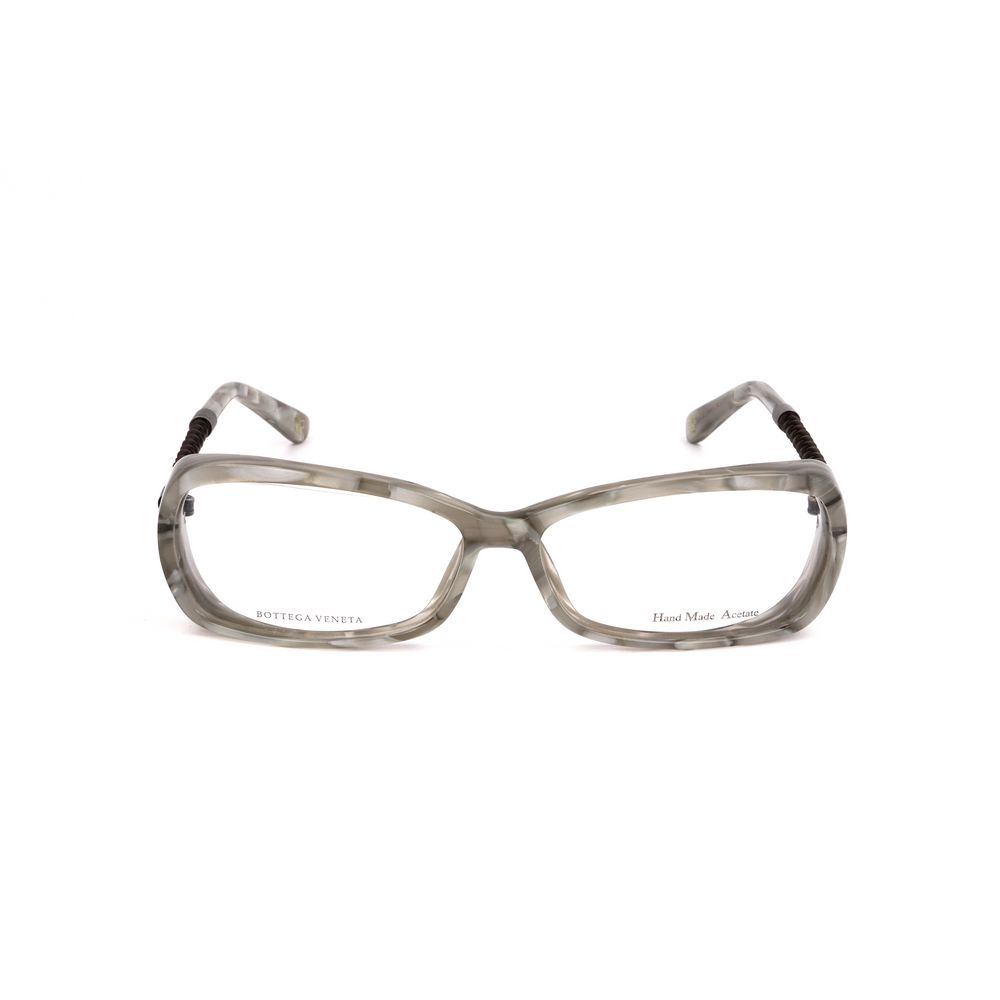 Bottega Veneta Gray Acetate Frames front view with clear lenses and gray acetate material.
