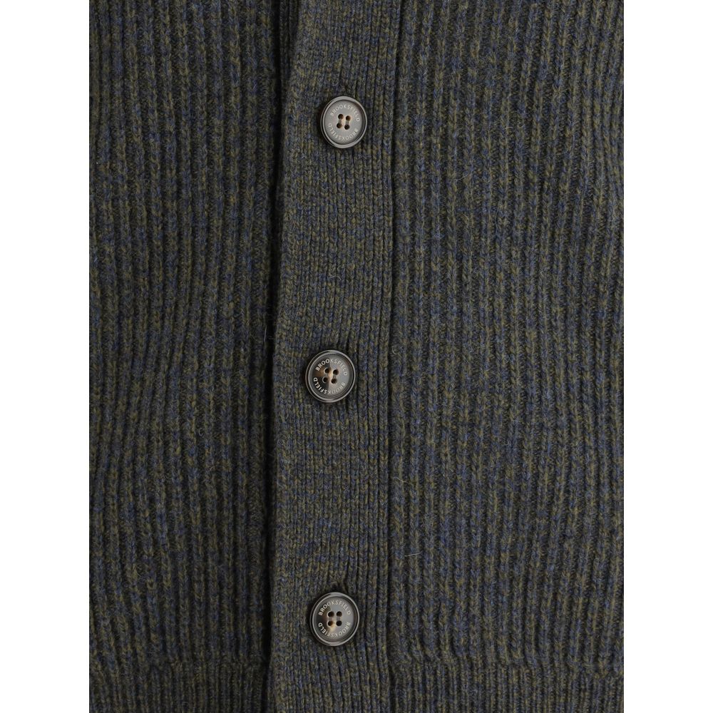 Brooksfield Green Fleece Wool Cardigan
