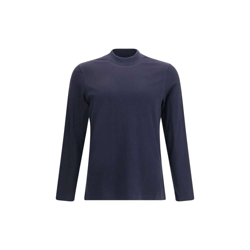 Brunello Cucinelli Blue Cotton Long Sleeve T-Shirt