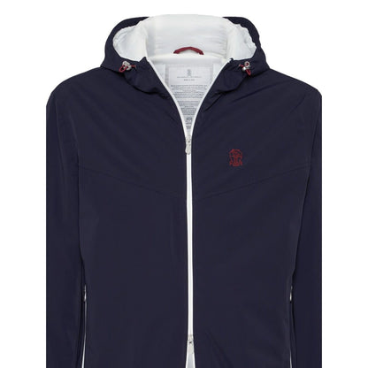 Brunello Cucinelli Bonded nylon hooded vest with Thermore padding and logo