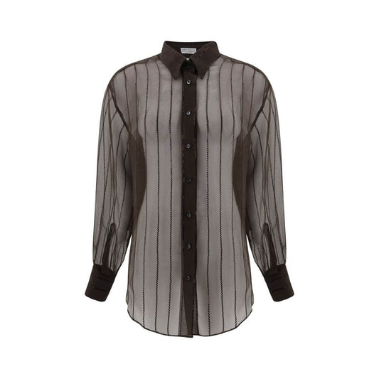 Brunello Cucinelli Brown Silk Blouse