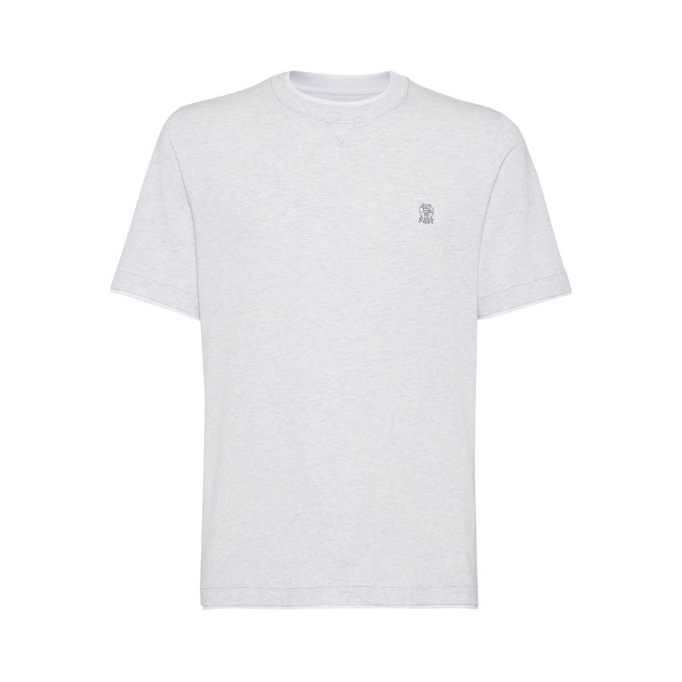 Brunello Cucinelli Cotton jersey crew neck T-shirt with logo and faux-layering