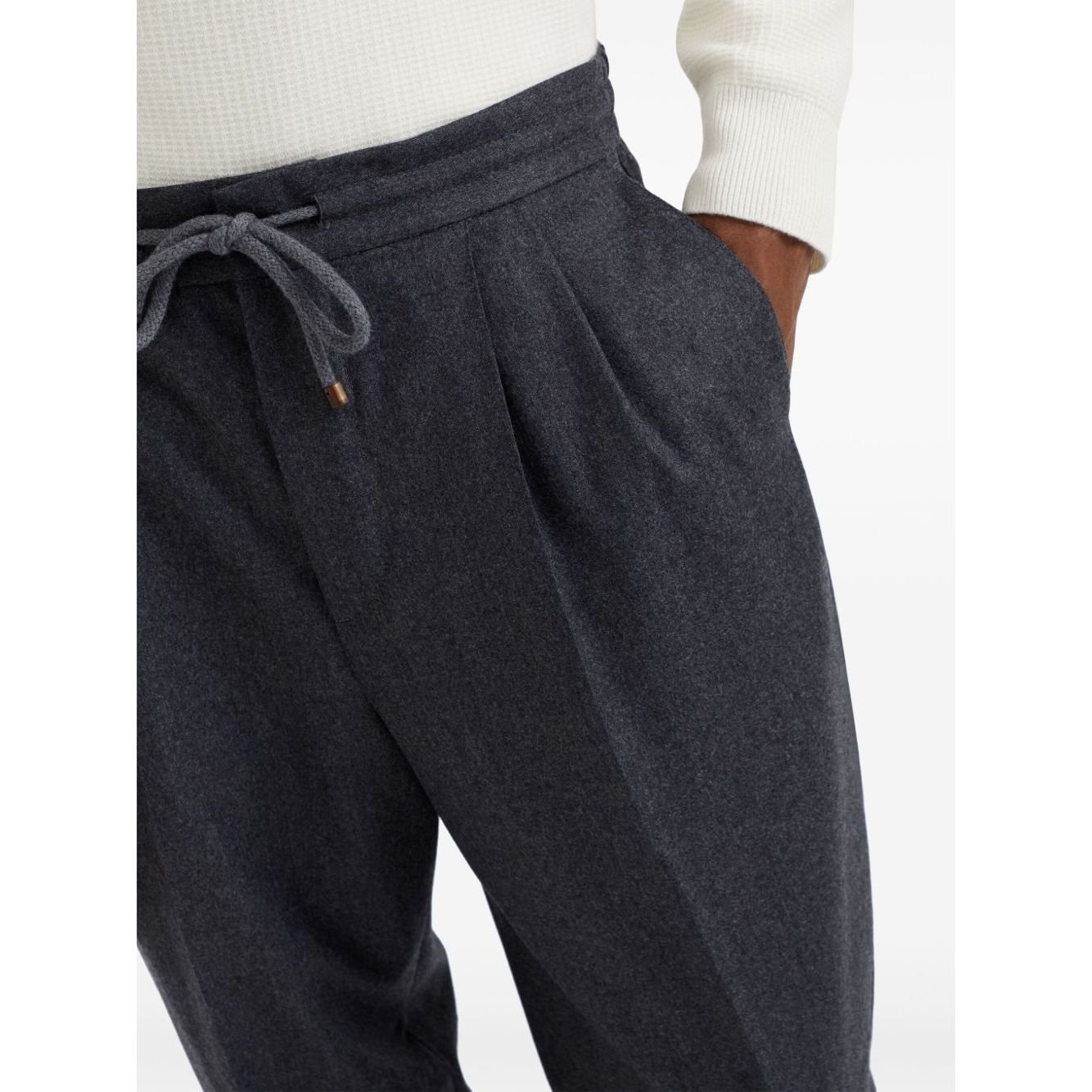 Brunello Cucinelli Drawstring-waistband wool tapered trousers