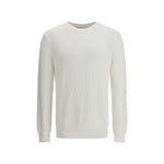 Brunello Cucinelli Half english rib Sweater in cotton with crew neck and ribbed hem, elegant design for casual-chic occasions.