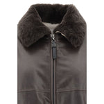 Brunello Cucinelli Leather Jacket with collar and front buttons, featuring two patch pockets for a classic and sophisticated style.
