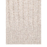 Close-up of Brunello Cucinelli Natural Knitted Crewneck Vest highlighting the beige sequin embellishments on wool fabric.