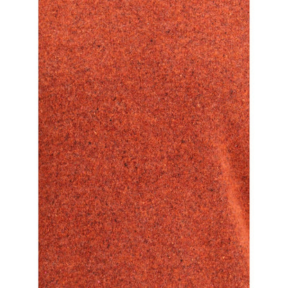 Close-up texture of Brunello Cucinelli Orange Alpaca Vicugna Pacos Sweatshirt showing mélange pattern and rich color.