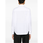 Back view of Brunello Cucinelli Shirts White, featuring long sleeves, buttoned cuffs, and curved hem in a cotton blend poplin texture.