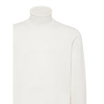 Brunello Cucinelli Sweaters White cashmere knit with roll neck and ribbed cuffs.