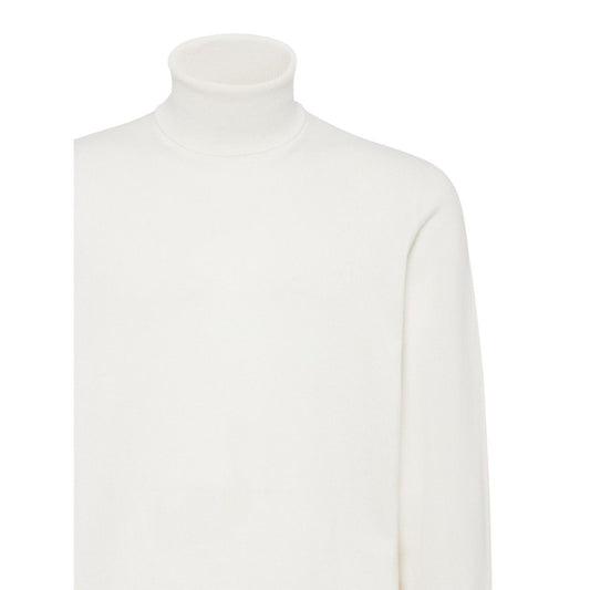 Brunello Cucinelli Sweaters White cashmere knit with roll neck and ribbed cuffs.