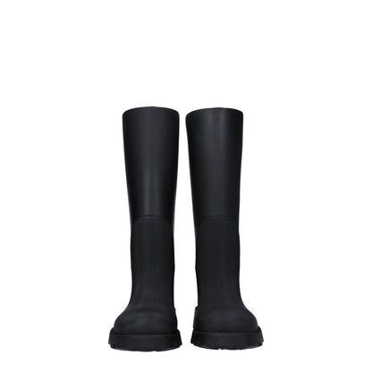 Burberry Black Cotton Rain Boots, casual style, rubber material, mid heels, 3.5 cm heel, round toe, MPN 8077778