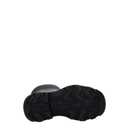 Sole of Burberry Black Cotton Rain Boots with rubber grip, casual style, MPN 8077778, mid heel, round toe, part of new collection.