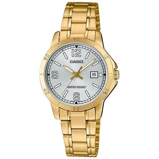 Casio Lady Date wristwatch, gold-silver, stainless steel, 3 ATM water resistant, quartz movement, mineral dial, in official box.