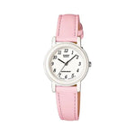 CASIO COLLECTION Mod. POP LADY. LEATHER - PASTEL PINK wristwatch with stainless steel case and pink leather strap.