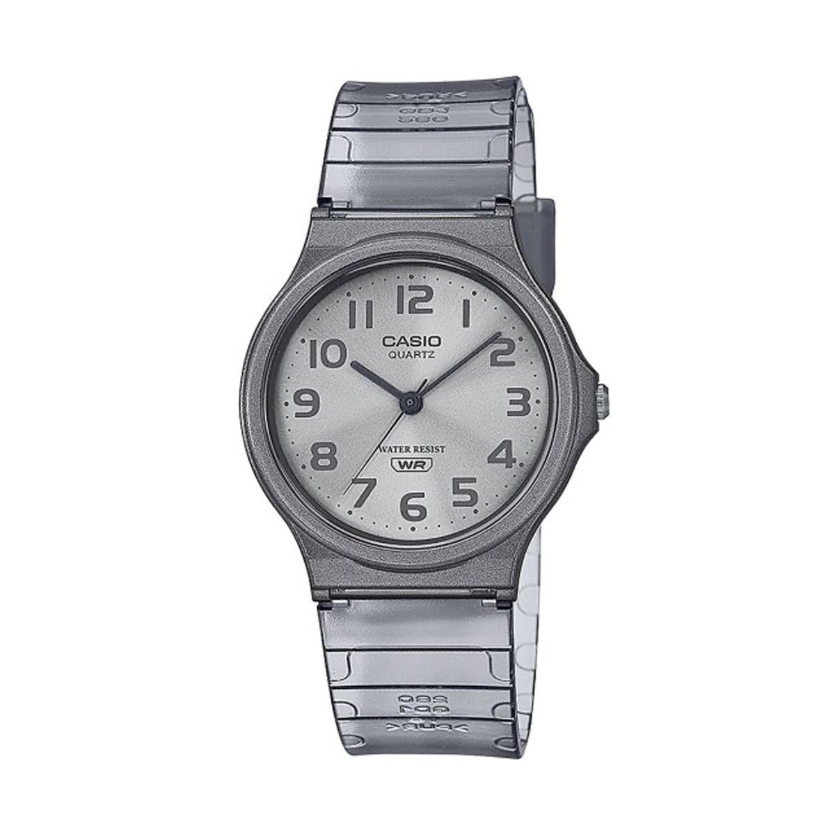 CASIO COLLECTION Mod. POP TRANSLUCID GREY unisex wristwatch with quartz movement and resin strap. Water resistant up to 3 ATM.