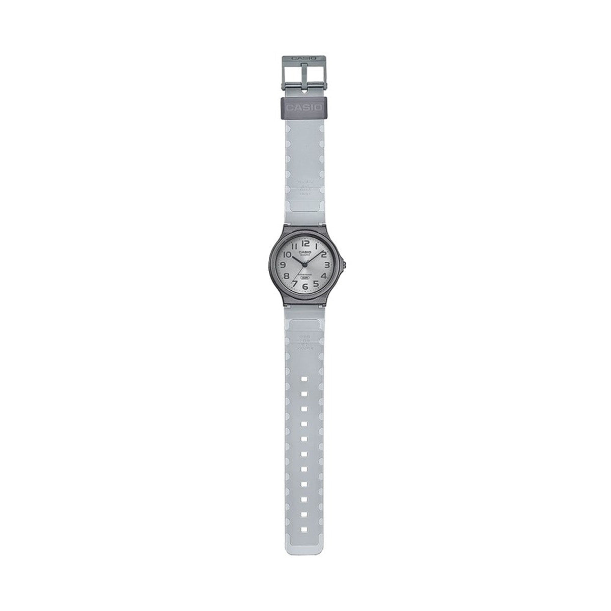 CASIO COLLECTION Mod. POP TRANSLUCID GREY wristwatch with 3 ATM water resistance, 35mm resin case, acrylic crystal, and quartz movement.