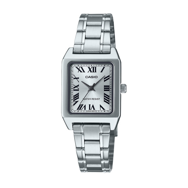 Elegant CASIO COLLECTION Mod. TANK - SILVER wristwatch for ladies with stainless steel case and strap, water resistant 3 ATM.