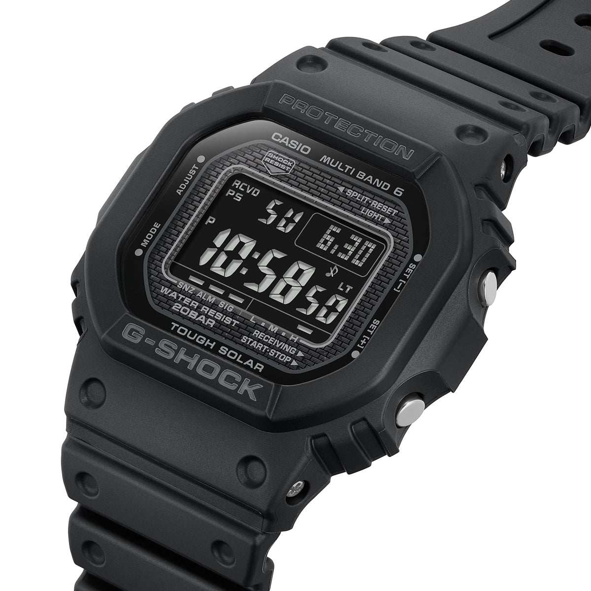 CASIO G-SHOCK Mod. THE NEW ORIGIN Multiband 6 - TOUGH SOLAR - FULL BLACK wristwatch, 20 ATM water resistant, multifunction, solar movement.