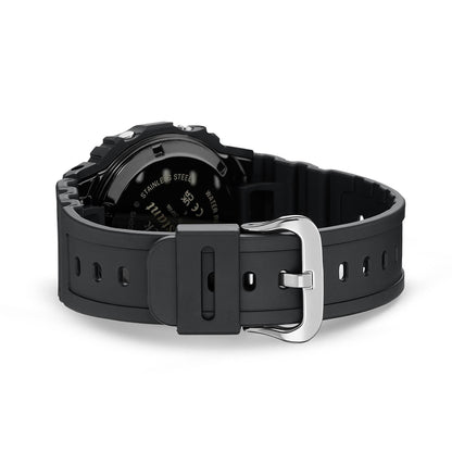 Back view of CASIO G-SHOCK Mod. THE NEW ORIGIN Multiband 6 - TOUGH SOLAR - FULL BLACK wristwatch with black resin strap and stainless steel case