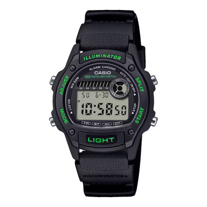 CASIO SPORT Mod. TIMELESS COLLECTION - BLACK - GREEN unisex wristwatch with resin strap and multifunction quartz movement, water resistant.