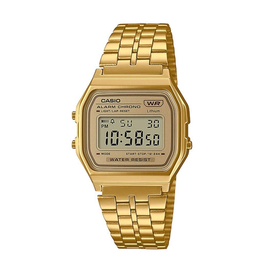 CASIO VINTAGE Mod. ICONIC. GOLD - GOLD wristwatch with metal strap, 33mm resin case, multifunction quartz movement, official packaging
