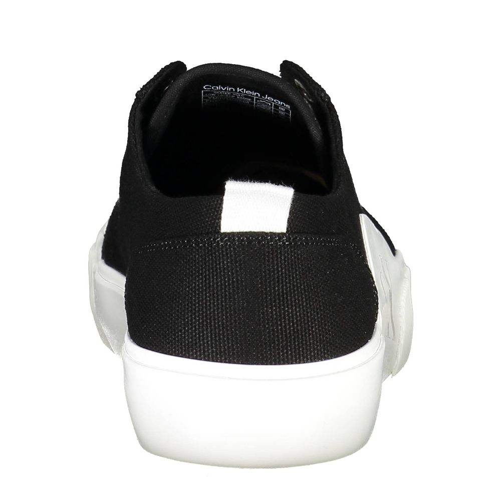 Back view of Calvin Klein Black Recycled Material Men Sneaker showcasing sustainable design.