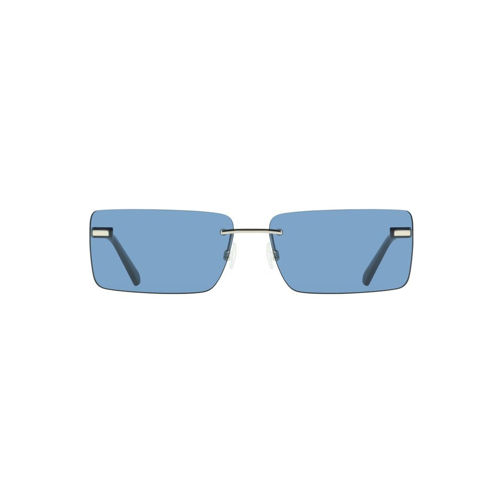 Calvin Klein Blue Metal Women Sunglass with sleek rectangular blue lenses and metal frames, perfect for chic sophistication and style.