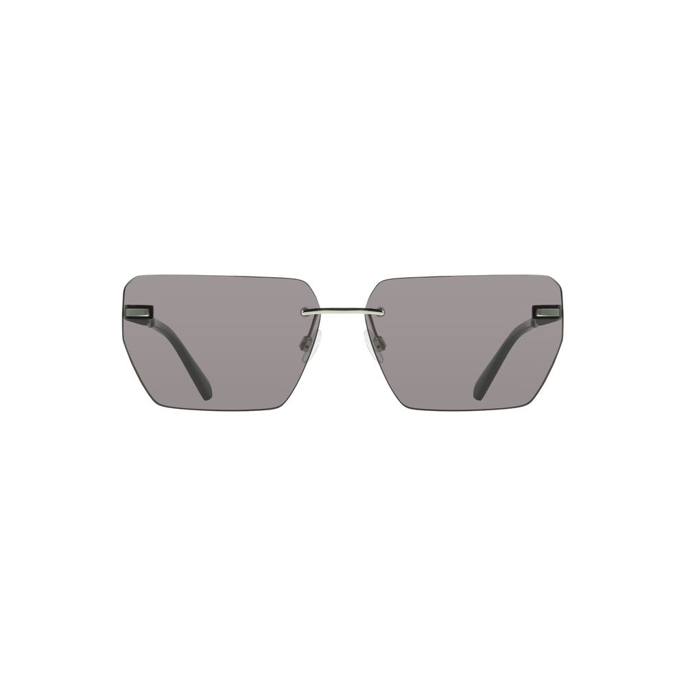 Calvin Klein Gray Metal Men Sunglasses with square smoky lenses and bold metal frame for a stylish, contemporary look.
