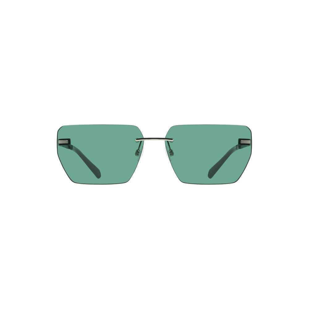 Calvin Klein Green Metal Men Sunglass with square green lenses and sleek metal frame, perfect for the fashion-forward individual.