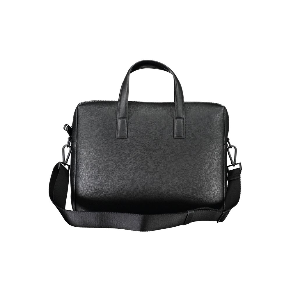 Calvin Klein Nero Polyester Men's Briefcase with handles and adjustable shoulder strap