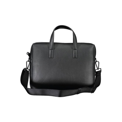Calvin Klein Nero Polyester Men's Briefcase with handles and adjustable shoulder strap