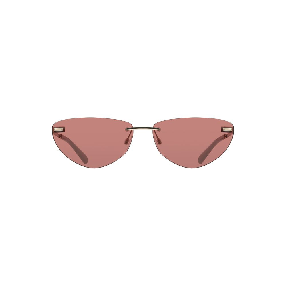 Calvin Klein Pink Metal Women Sunglass with pink lenses and metal frame, iconic drop-shaped design, perfect for stylish fashion statements.
