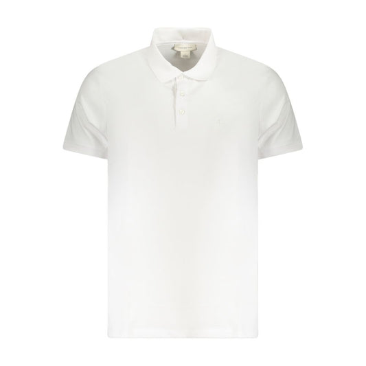 Calvin Klein White Cotton Men Polo Shirt with logo embroidery, perfect for a sophisticated look in a classic fit style.