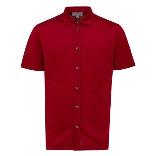Canali Red Cotton Shortsleeve Shirt