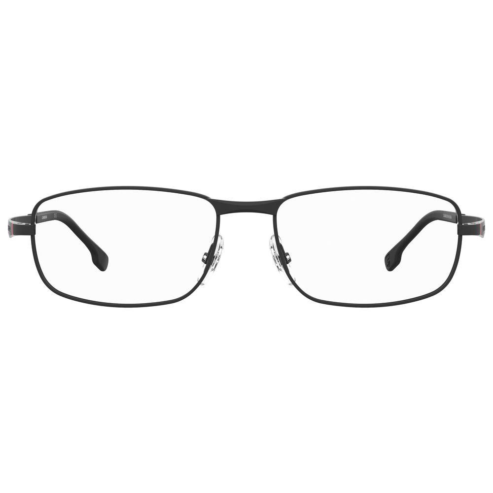 Carrera Black Metal Frames eyeglasses 57/17/145 mm featuring matte black metal design for men.