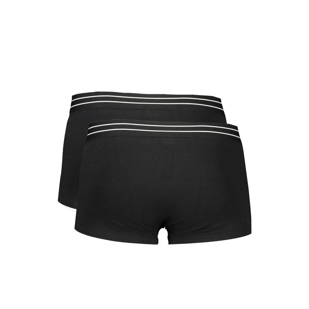 Cavalli Class Black Cotton Men Boxer bi-pack featuring elastic waistband and luxurious comfort, perfect fit for everyday style.