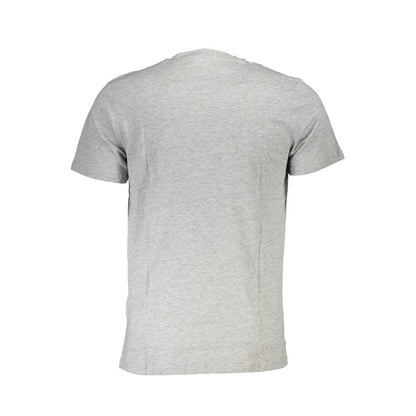 Back view of Cavalli Class Brown Cotton Men T-Shirt showcasing short-sleeve style and crew neck design.
