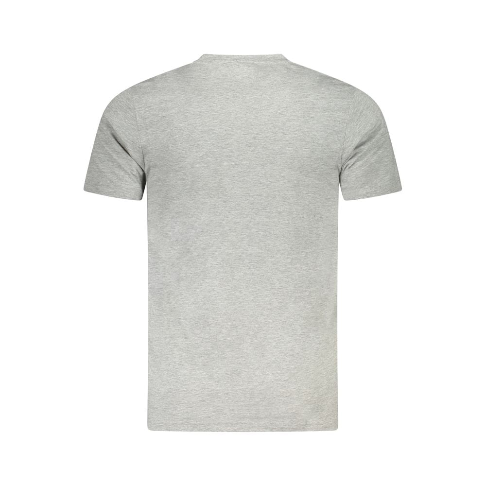 Back view of Cavalli Class Gray Cotton Men T-Shirt showcasing casual luxury in soft cotton with short sleeves and a crew neck.