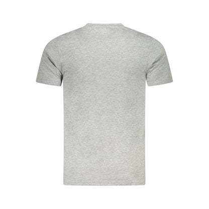 Back view of Cavalli Class Gray Cotton Men T-Shirt showcasing casual luxury in soft cotton with short sleeves and a crew neck.